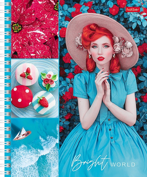 Тетрадь А5 80л клетка спираль ХАТБЕР Яркая жизнь ассорти, арт. 80Т5В1гр