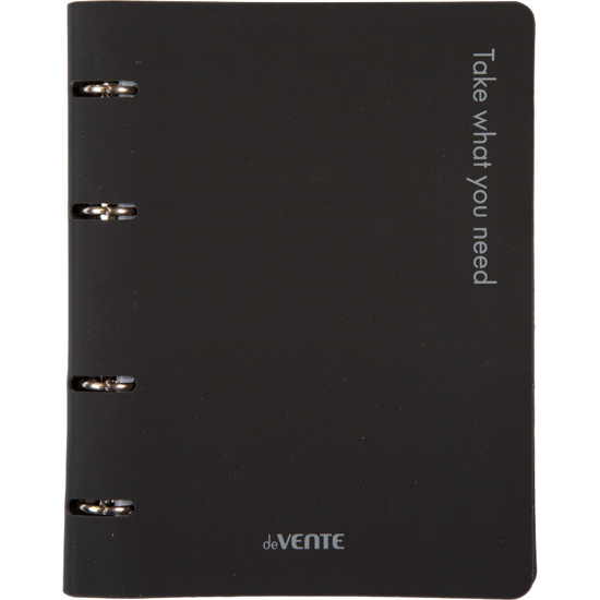 Тетрадь А5  80л кл на кольцах deVENTE Take what you need искусственная кожа черная, арт. 2057610