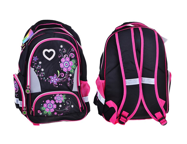 Рюкзак школьный BRAUBERG Цветы черный, арт. 225427