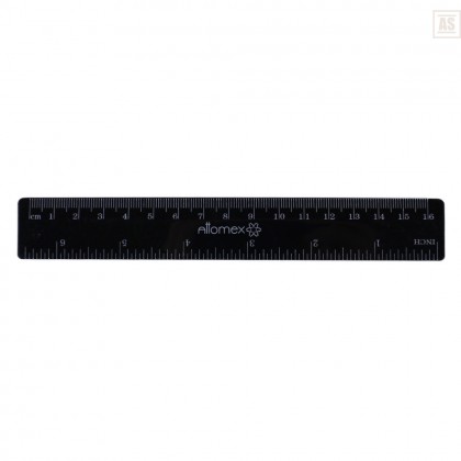 Линейка 16см пластиковая 2 шкалы ATTOMEX черная , арт. 5091300