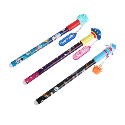 Ручка пиши-стирай гелевая синяя CLIP STUDIO Космос корпус цветной ассорти с фигуркой+подвеска, арт. 591-079