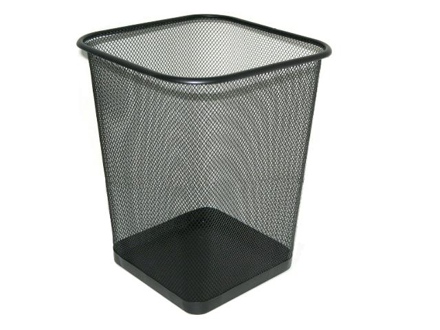 Корзина для бумаг 10л квадратная сетчатая метал черная deVENTE, арт. 4106001