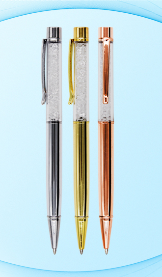 Ручка подарочная шар синяя MC BASIR корпус цветной с наполнителем-стразы поворотный механизм, арт. МС-4334