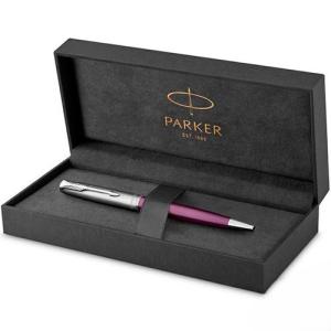 Ручка подарочная шариковая черная PARKER Sonnet Essentials SB К545 LaqViol CT корпус фиолетовый/серебро поворотный механизм в футляре, арт. 2169369