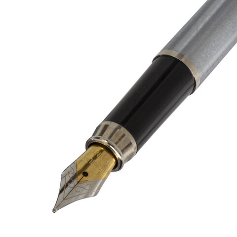 Ручка подарочная перьевая BRAUBERG Ballet корпус серебро/хром футляр, арт. 143481