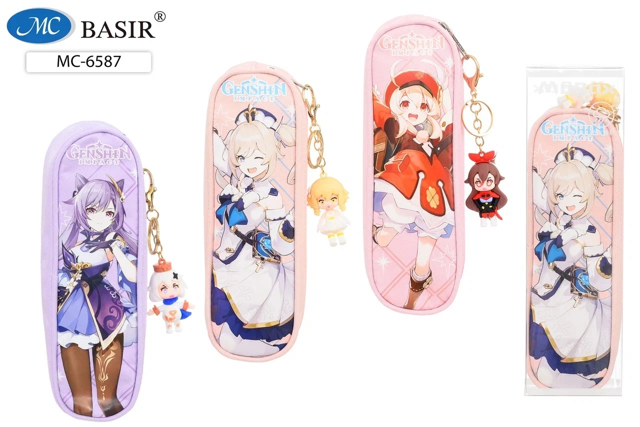 Пенал 1 отделение MC BASIR АНИМЕ Девочки с брелком, арт. МС-6587