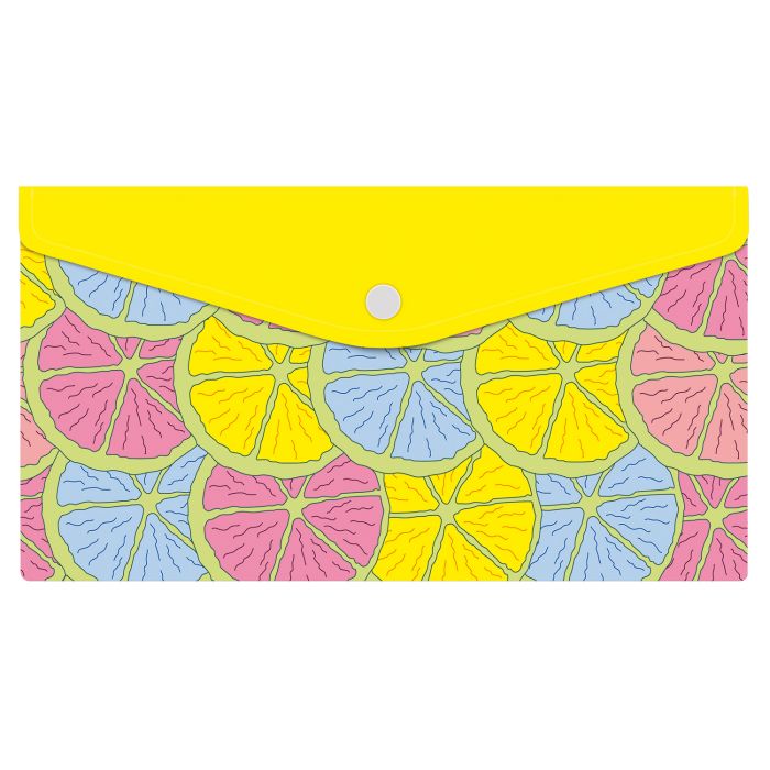 Папка конверт на кнопке А5 ФЕНИКС Лимонные дольки, арт. 48254