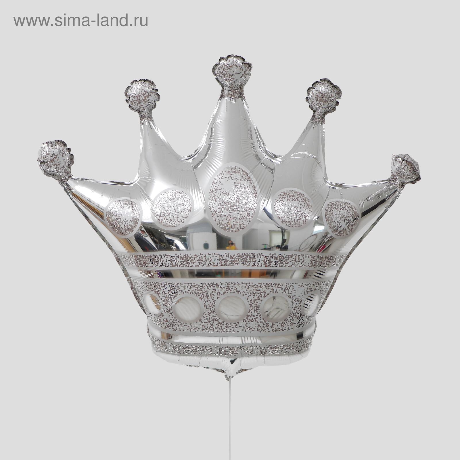 Шар фольгированный 34" Корона СТРАНА КАРНАВАЛИЯ серебро, арт. 4995300