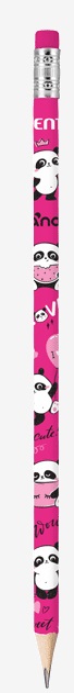 Карандаш чернографитный с ластиком трехгранный HB deVENTE Panda корпус ассорти, арт. 5032124