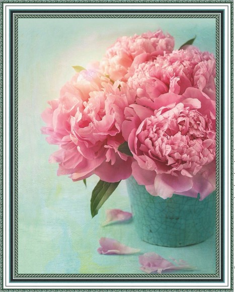 Набор для творчества Алмазная мозаика 40*50 на подрамнике Розовые пионы NN с нанесенной рамкой, арт. HWA4045