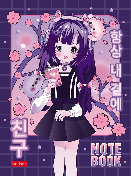 Записная книжка А6 48листов Неко-Тян_аниме ХАТБЕР твердая обложка, арт. 48ЗКт6В1_29657