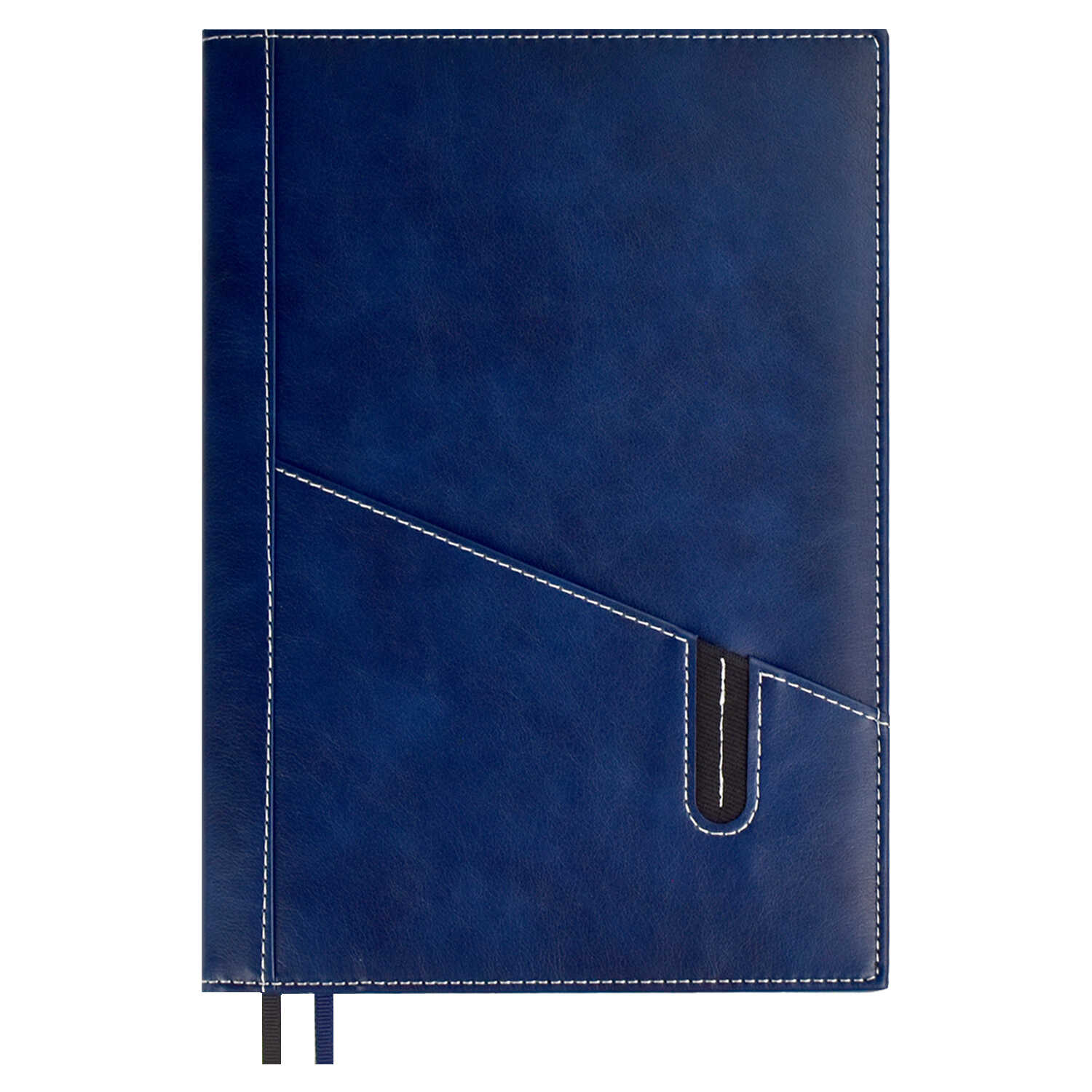 Ежедневник недатированный А5+ ФЕНИКС Escalada Флоттер кремовый блок искусственная кожа синий карман для телефона ручки визитки, арт. 57522