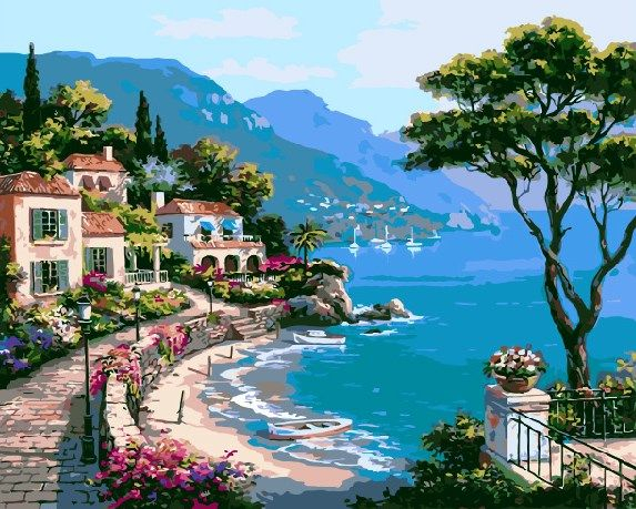 Картина по номерам с акриловыми красками 40*50 на подрамнике Морской пейзаж NN, арт. GX6919