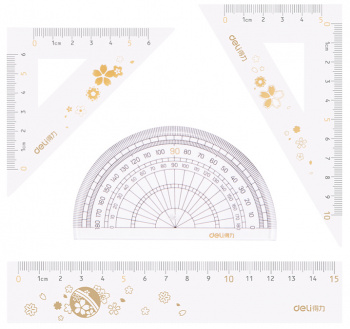 Геометрический набор малый 4 предмета DELI Sakura ассорти, арт. 79540