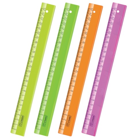 Линейка 25см пластиковая СТАММ тонированная ассорти , арт. ЛН22