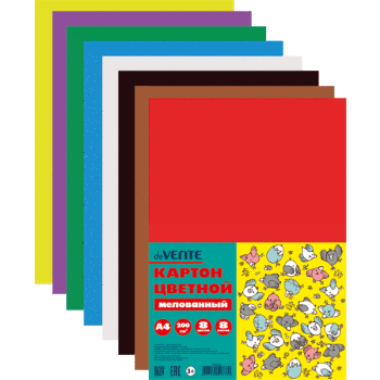 Картон цветной мелованный А4  8цветов 8листов deVENTE Birds, арт. 8040782