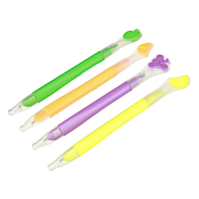 Ручка шариковая синяя 0,7 CLIP STUDIO Фрукты корпус ассорти+маркер, арт. 622-011