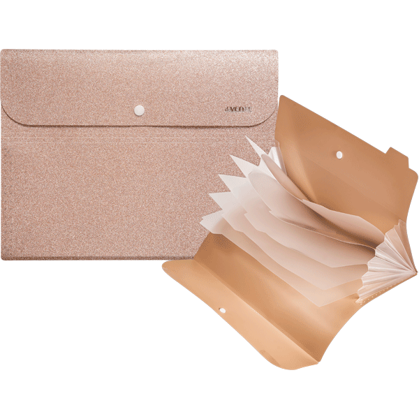 Папка классификатор  6 отделений А4 deVENTE Glitter Shine с блестками розовая, арт. 3078915