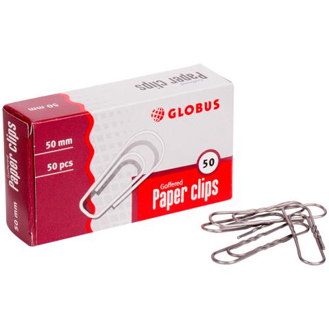 Скрепки канцелярские 50мм 50шт/уп гофриванные GLOBUS , арт. Г50-50/3649