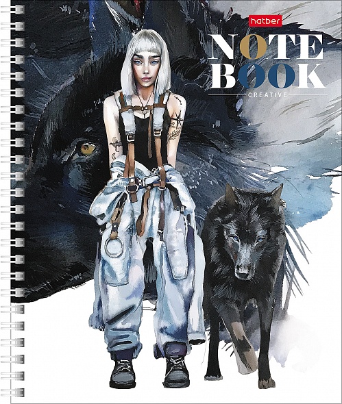 Тетрадь А5  96л кл спираль ХАТБЕР Девушка-волк, арт. 96Т5лтВ1гр