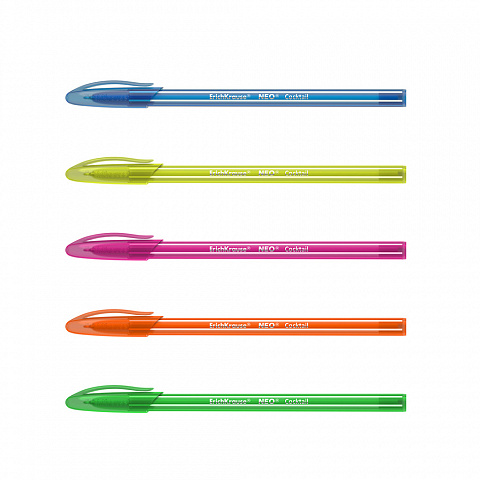 Ручка шариковая синяя игла 0,7/0,26 ERICH KRAUSE Neo Cocktail корпус ассорти одноразовая масляный стержень, арт. 33518