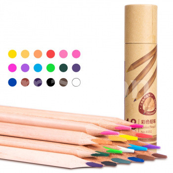 Карандаши цветные 18цветов DELI трехгранные картонный тубус, арт. 6551