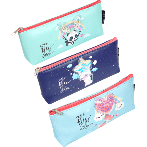 Пенал-косметичка 1 отделение deVENTE Fly With Me искусственная кожа с блестками ассорти, арт. 7026152