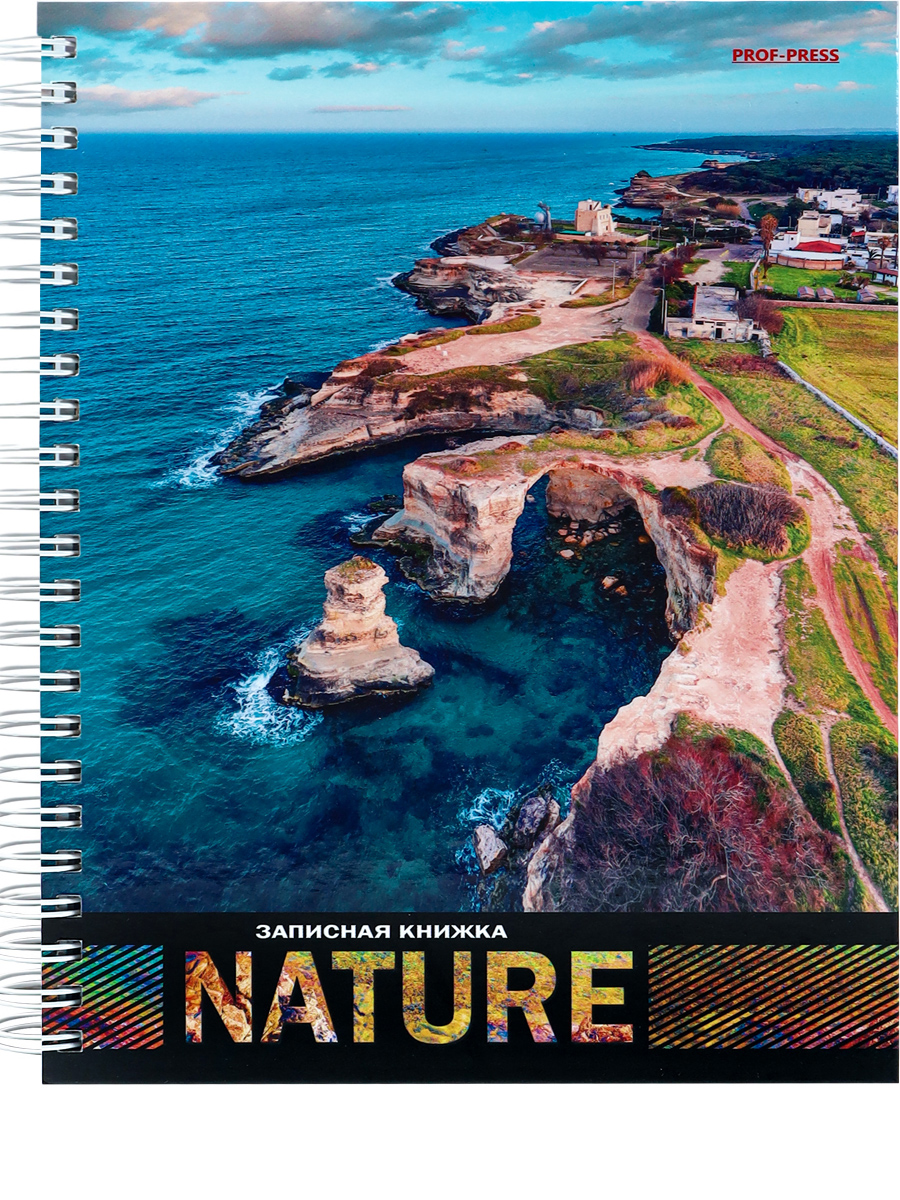 Записная книжка А5 120л клетка спираль ПРОФ-ПРЕСС Морское побережье твердая обложка, арт. К120-5951