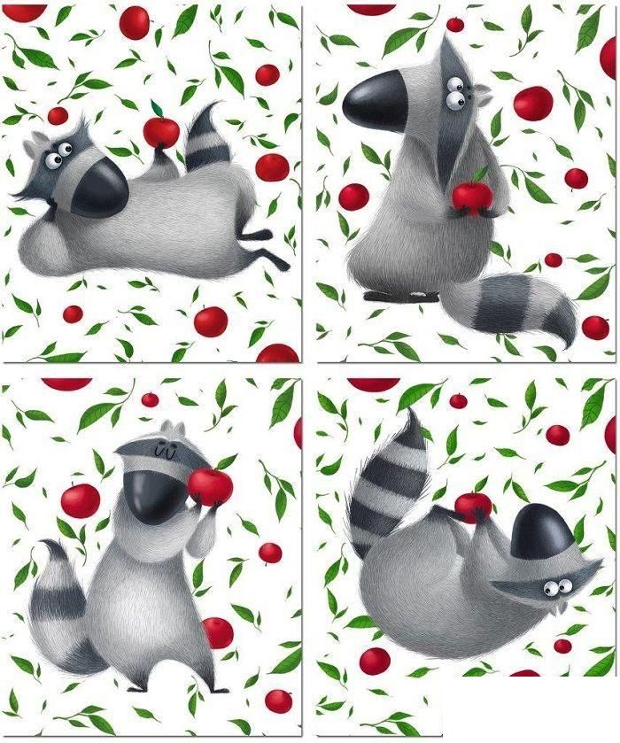 Тетрадь А5 48л клетка спираль ПОЛИНОМ Енотики ассорти, арт. 2901-48