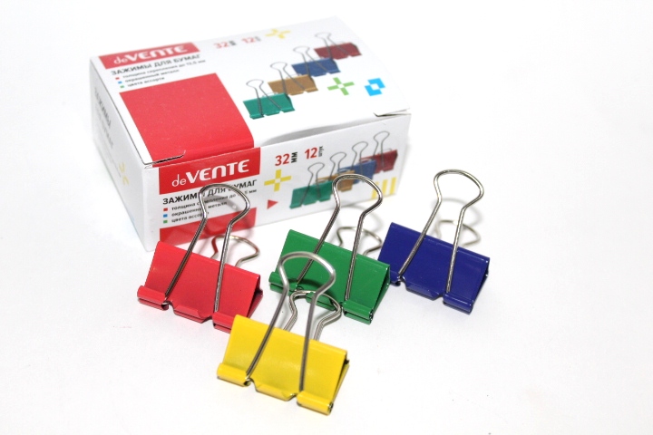 Зажим для бумаг 32 мм цветной deVENTE, арт. 4131003
