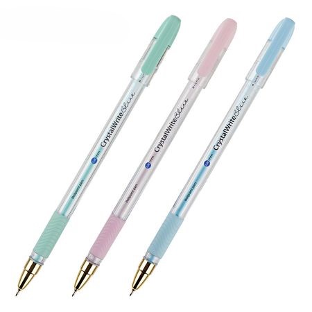 Ручка шариковая синяя игла 0,38/0,36 BRUNO VISCONTI CrystalWrite Zefir корпус прозрачный с резиновым держателем стержень 140мм, арт. 20-0404/41