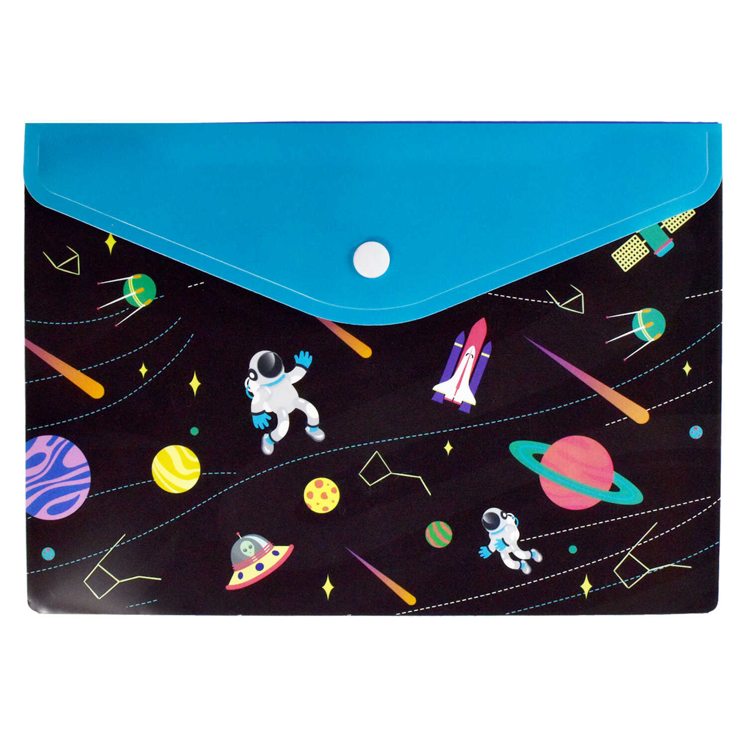 Папка конверт на кнопке А5 180мкр ФЕНИКС Космос непрозрачная, арт. 53197