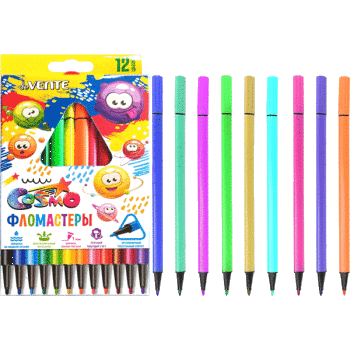Фломастеры 12цветов deVENTE Trio смываемые трехгранные, арт. 5081918