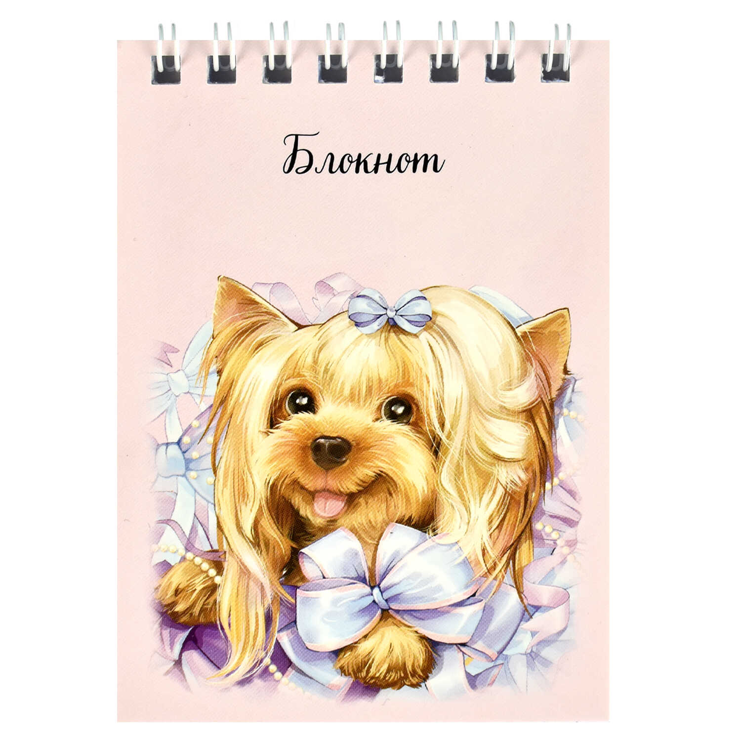Блокнот А7 40л клетка спираль ФЕНИКС Йорк с бантом, арт. 64389