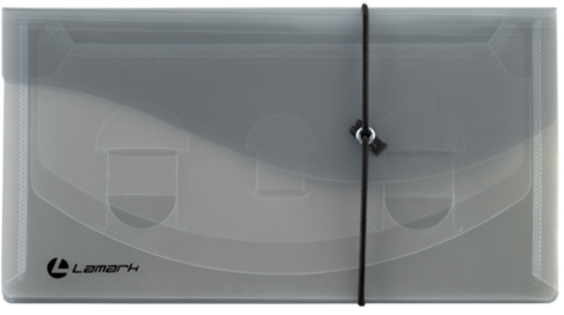 Папка классификатор 4отделения мини LAMARK на резинке прозрачная серая, арт. TF0405-GR