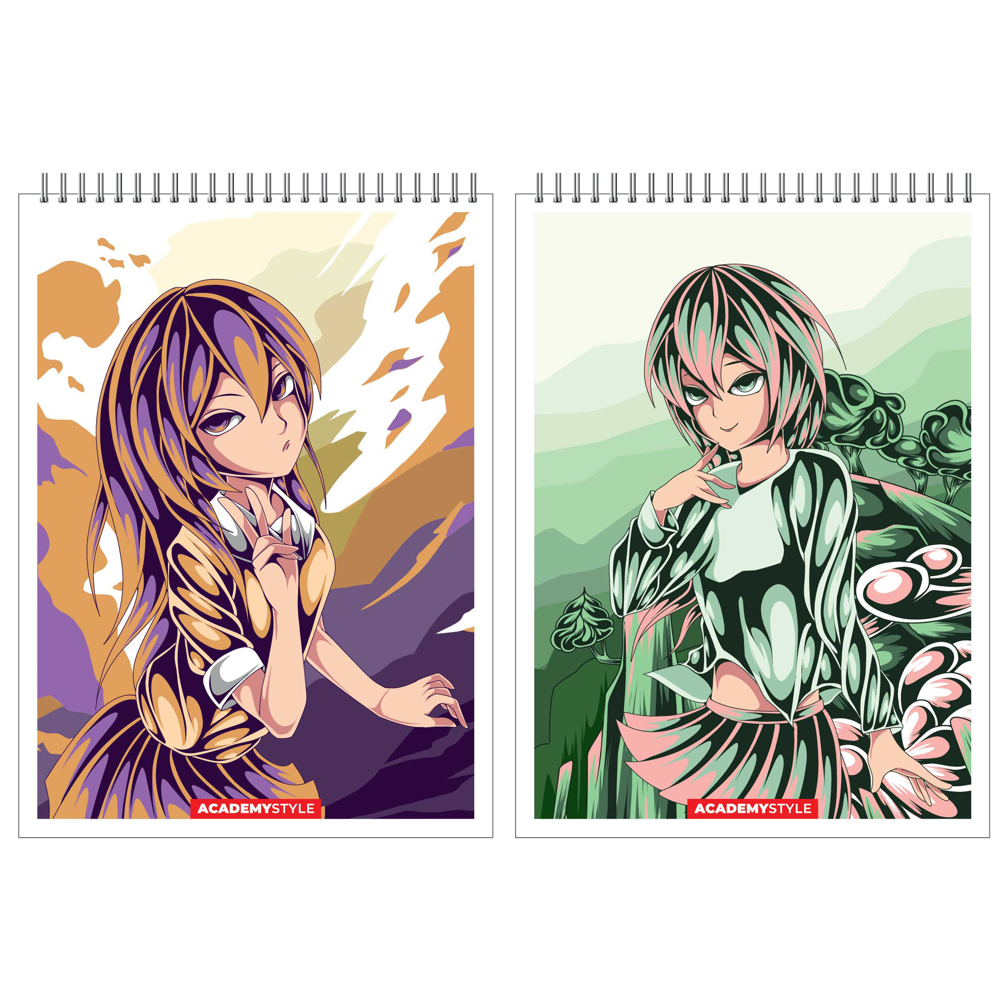 Блокнот А6 60л клетка спираль АКАДЕМИЯ ХОЛДИНГ Аниме девушки, арт. 13734/2