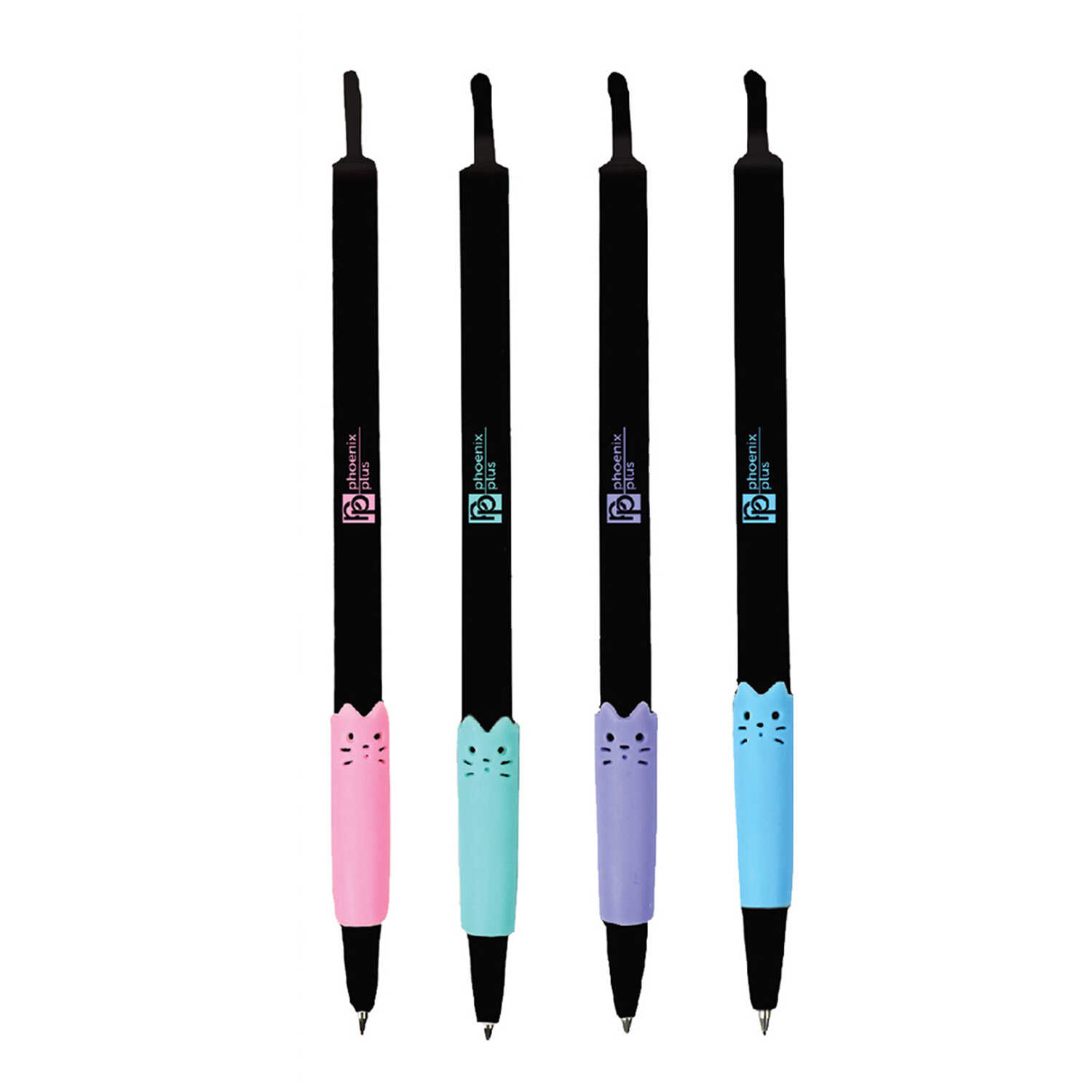 Карандаш автоматический 0,5мм ФЕНИКС Цветные коты корпус черный с резиновым держателем, арт. 53865