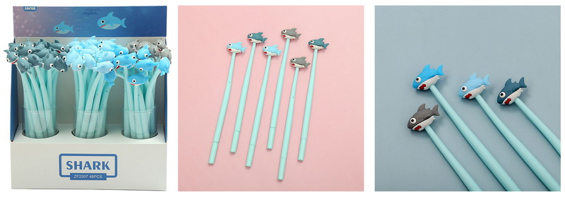 Ручка шариковая синяя с фигуркой Акула корпус гибкий, арт. ZF2207