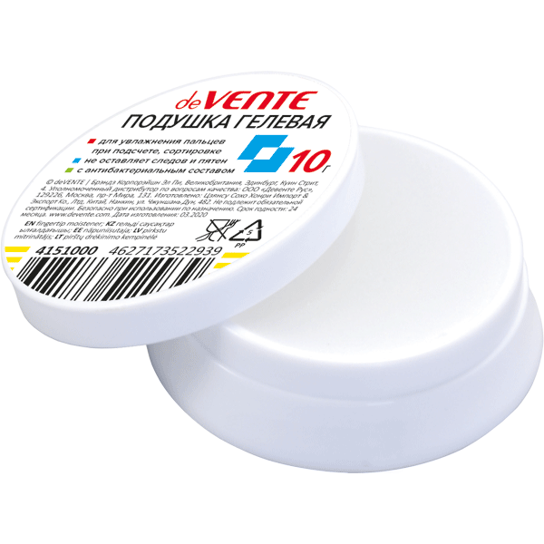 Подушка для смачивания пальцев гелевая deVENTE 10 гр антибактериальная, арт. 4151000