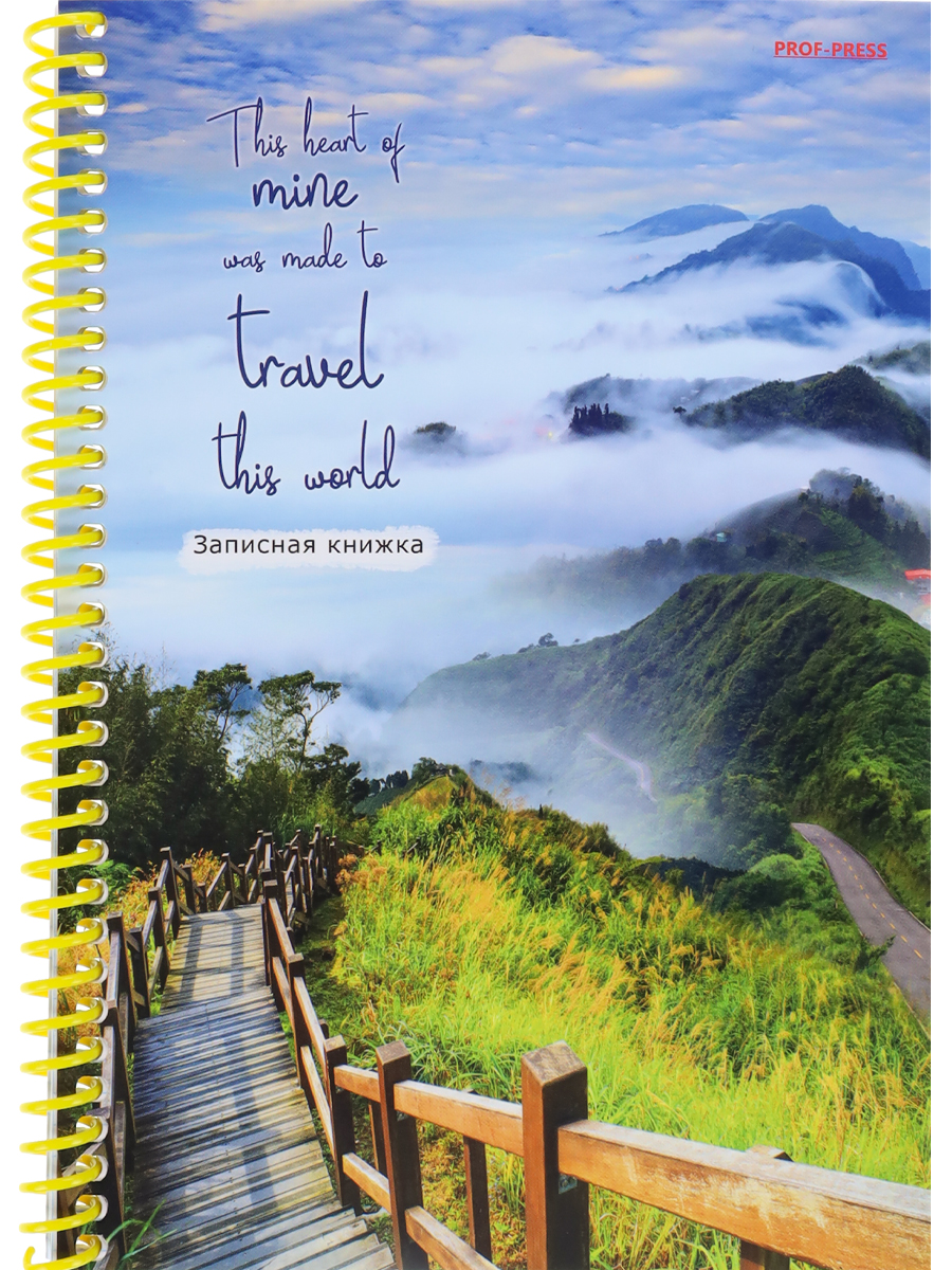 Записная книжка А5 80л клетка спираль ПРОФ-ПРЕСС Мостик в горах, арт. 80-6829