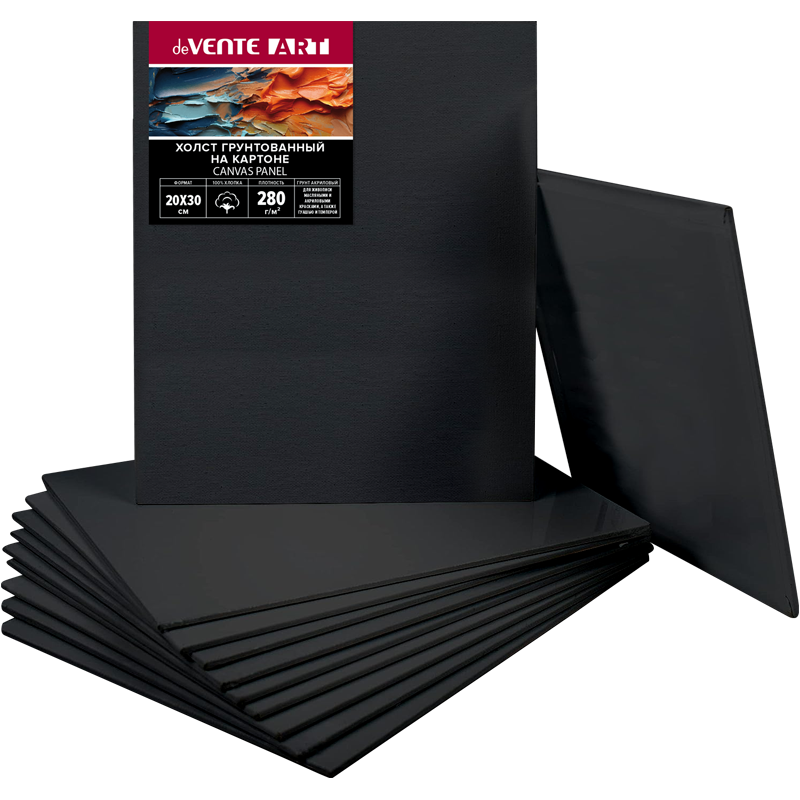 Холст грунтованный черный на картоне мелкое зерно 25*30 deVENTE , арт. 8150433