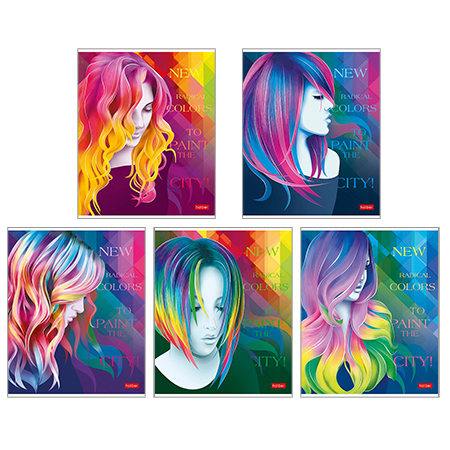 Тетрадь А5 48л клетка ХАТБЕР Яркие локоны ассорти, арт. 48Т5мтлВ1