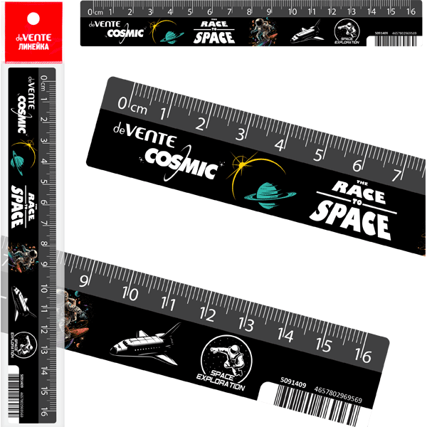 Линейка 16см пластиковая deVENTE Cosmic черная, арт. 5091409