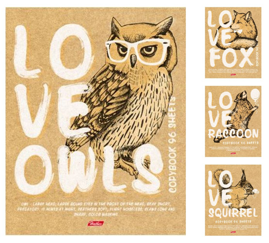 Тетрадь А5 96л клетка ХАТБЕР love крафт обложка ассорти, арт. 96Т5В1