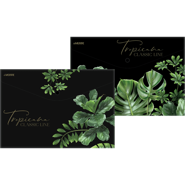 Папка конверт на кнопке А4 180мкр deVENTE Tropicana ассорти непрозрачная, арт. 3071225