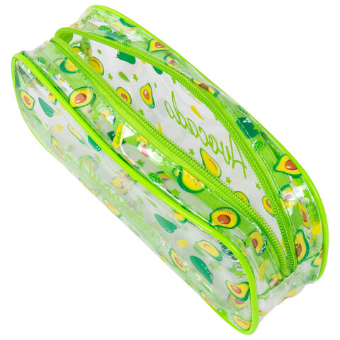 Пенал-косметичка 1 отд BRAUBERG LUCENT прозрачный Avocado, арт. 270054