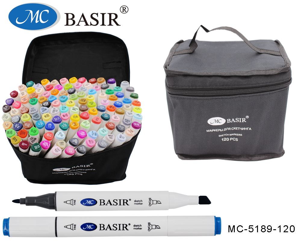 Маркер для скетчинга 1-7мм MC BASIR трехгранный двухсторонний ассорти, арт. МС-5189/5219