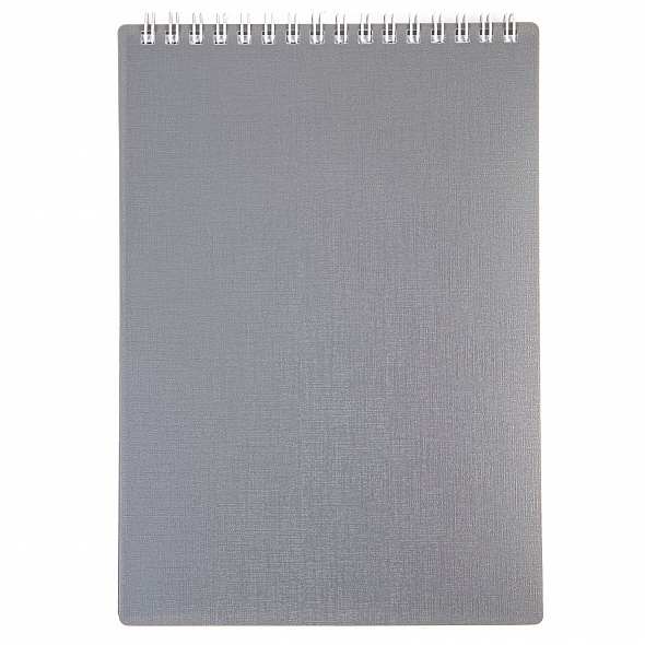 Блокнот А5 80л клетка спираль ХАТБЕР CANVAS Cерый пластиковая обложка, арт. 80Б5В1гр_05314
