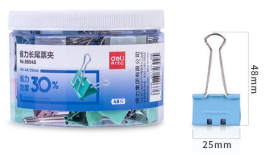 Зажим для бумаг 25 мм цветной DELI снижение усилия, арт. E8554S