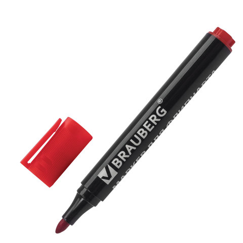 Маркер для флипчарта красный 2,5мм BRAUBERG непропитывающий, арт. 151255
